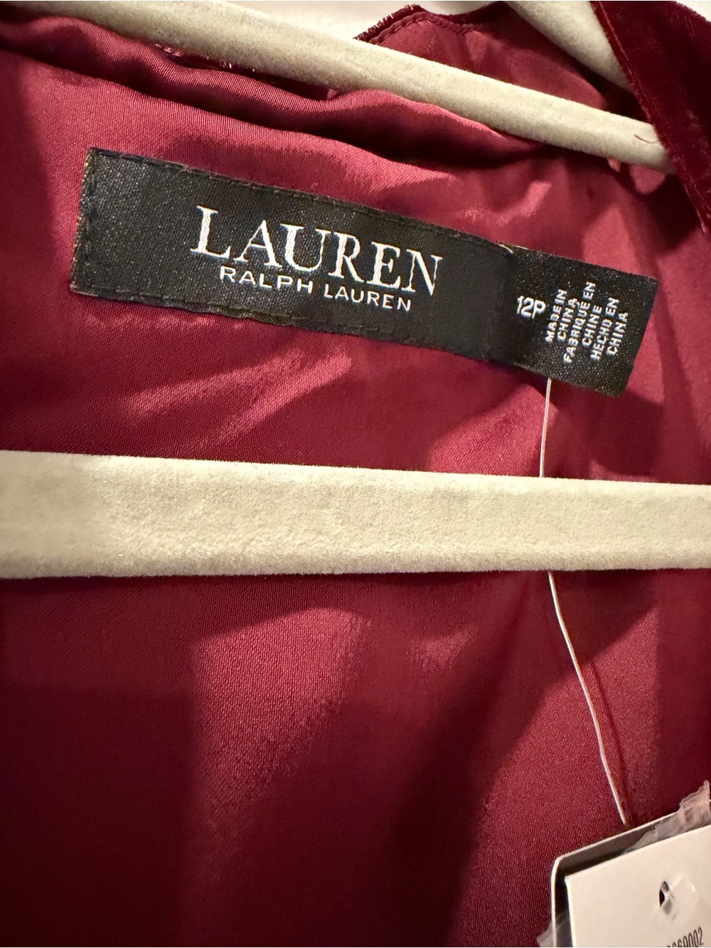 Lauren Ralph Lauren NWT Burgundy Velvet Draped Blouse Petite 12P - Picture 7 of 12